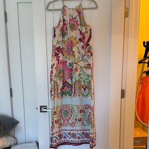 NWT Zara Floral Halter Maxi Dress in Blue Yellow Pink and Cream